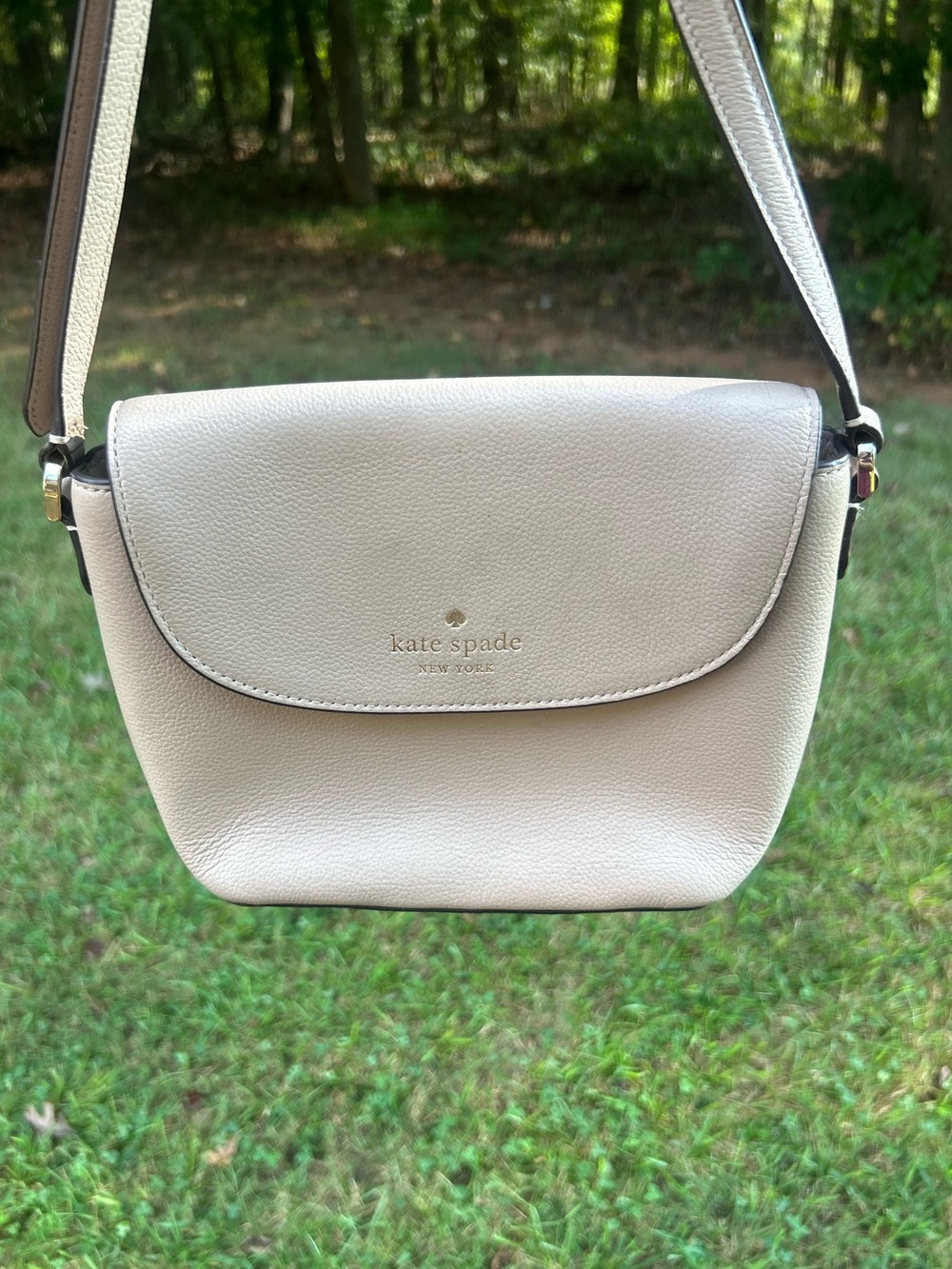 Kate Spade New York Blush Taupe Pebbled Leather Flap Crossbody Bag